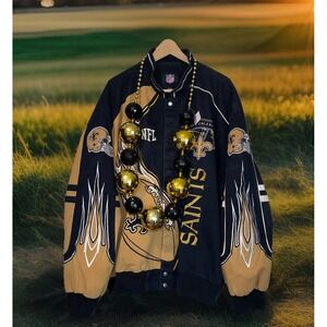 NFL Varsity Bomber Jacket Men 5XL New Orleans Saints Football Games Warm‎